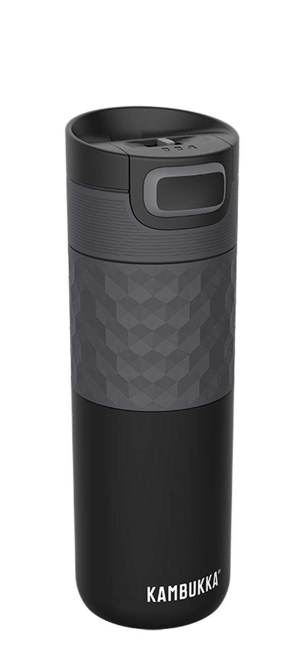 Etna Grip 3-in-1 Snapclean® 500ml Travel Mug Black Steel - with BONUS LID